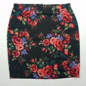 Forever 21 Juniors Floral Roses Midi Pencil Skirt